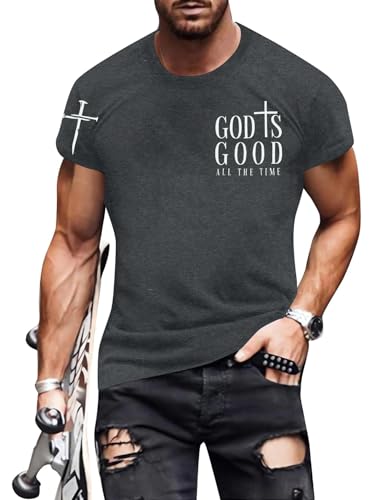 PNORATM Christian Shirts for Men:God is Good All the Time Tshirts God Religious Jesus Shirts Christian Gifts Bible Tees