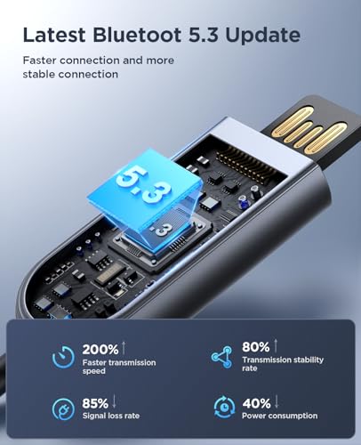 JOYROOM Adaptador Bluetooth 5.3 para carro [cancelamento de ruído ENC] Receptor Bluetooth AUX para c