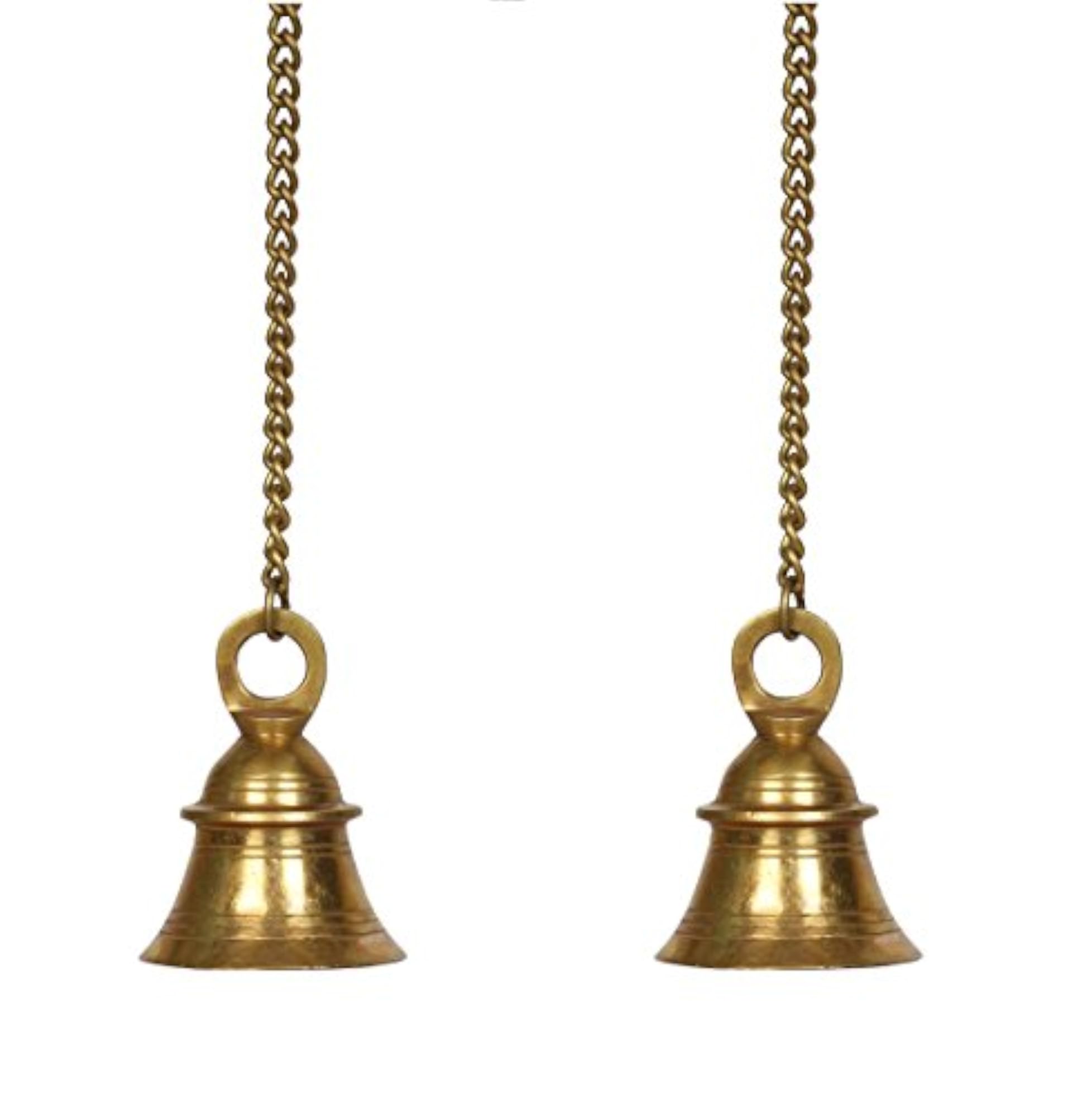 Brass Hanging Bells Pair for Mandir Door Decor