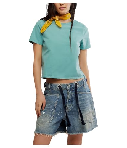 Free People Womens Everyday Tee Mineral Blue Medium