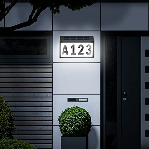 T-Sun Solar Address Sign, Solar House Number Sign For Outside Ip65 Waterproof Wall Mounted Cool White Lighted House Numbers Led Solar Powered Address Plaques Driveway Marker For Home Garage #TOP5