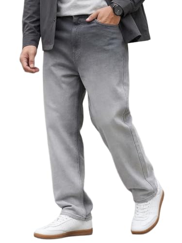 Image of Urbano Fashion Men's Loose Baggy Fit Heavy Washed Faded Denim Jeans Non-Stretchable