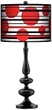Modern Contemporary Style Table Lamp Glossy Black Paley Red Balls Giclee Pattern Drum Shade Decor for Living Room Bedroom House Bedside Nightstand Home Office Reading Family - Giclee Gallery