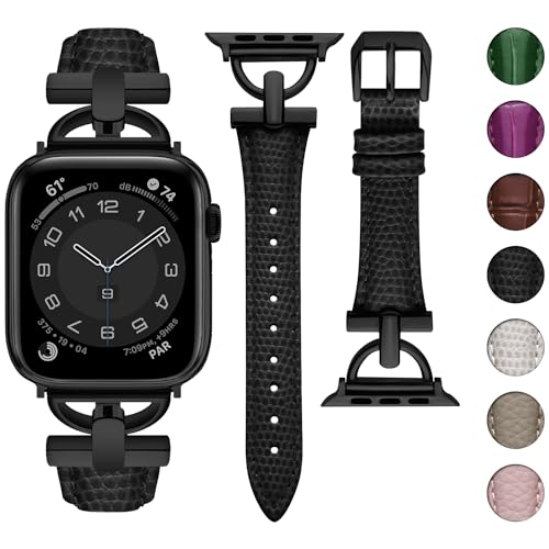 wutwuk Lederarmband Kompatibel mit Apple Watch Armband 42mm 41mm 40mm 38mm 46mm 45mm 44mm 49mm Damen Lederband mit D-förmiger Schnalle für iWatch Series 10 9 8 7 6 5 4 3 2 1 SE Ultra