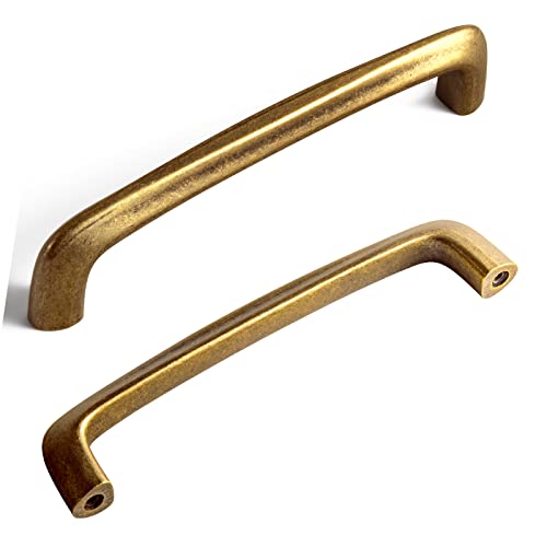 Yanxia Antique Brass Cabinet Handles, Rustic Refinement Drawer Pulls For Kitchen, Cabinet Hardware For Bedroom, 5 Inches Center To Center, 6 Pack #TOP13