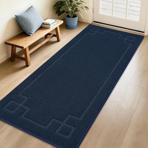 BEQHAUSE Door Mat 32" x 72", Non-Slip Door Mats Indoor Washable, Navy Blue