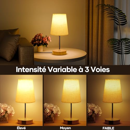 Lampe de chevet tactile USB-A/C, 3 niveaux Suright