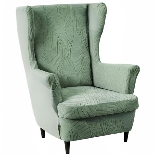 KRFOONN Stretch Wing Chair Slipcovers Jacquard 2 Piece Wingback Chair Covers Soft Spandex Wingback Armchair Slipcover Furniture Protector Chair Covers for Living Room Wingback Chair, T18