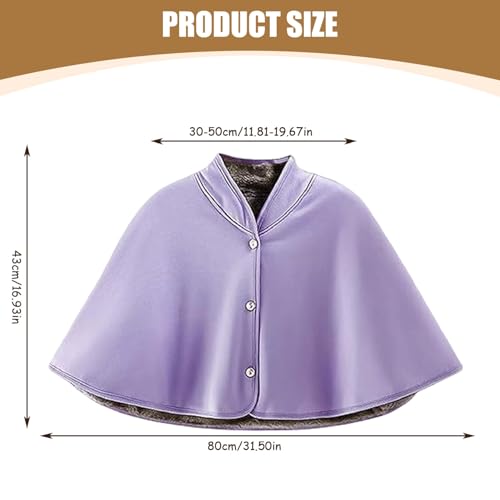 Warm Shawl, 32x17 Thickened Plush Protective Shoulder Shawl, 360 Wrap Soft Comfortable Washable Shoulder Cape for Elderly Women, Purple4