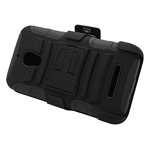 Eagle Cell Alcatel One Touch Fierce Hybrid Skin Case with Stand and Holster - Retail Packaging - Black/Black
