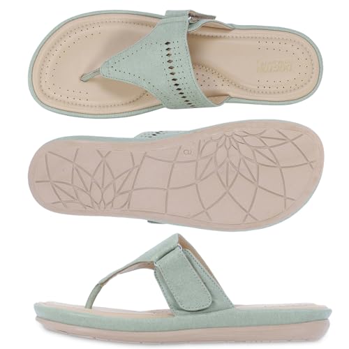 Image of DOCTOR EXTRA SOFT Women's Flat Memory Foam Slippers /Flip-Flops Fashion Stylish Casual Comfortable Diabetic Orthopedic Lightweight Synthetic Slip-On Sandals With Adjustable Strap For Girls D-608