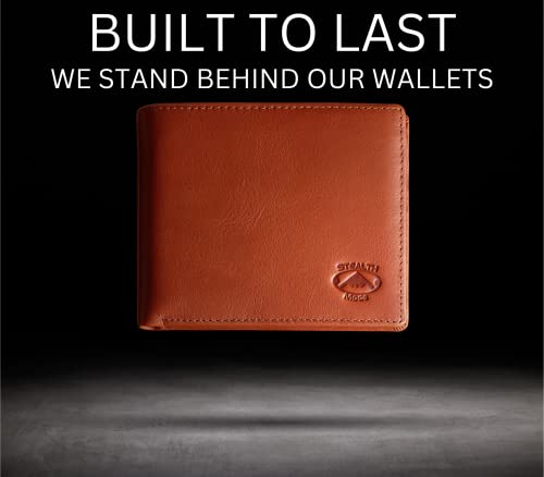 Stealth Mode Leather Bifold Wallet for Men With ID Window and RFID Blocking