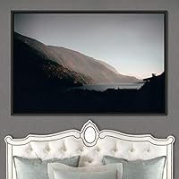 Framed Canvas Wall Art Calming Waters Aerial Cool Lake Landscape Multicolor Photography Realism Relax/Calm - 16x24 inches