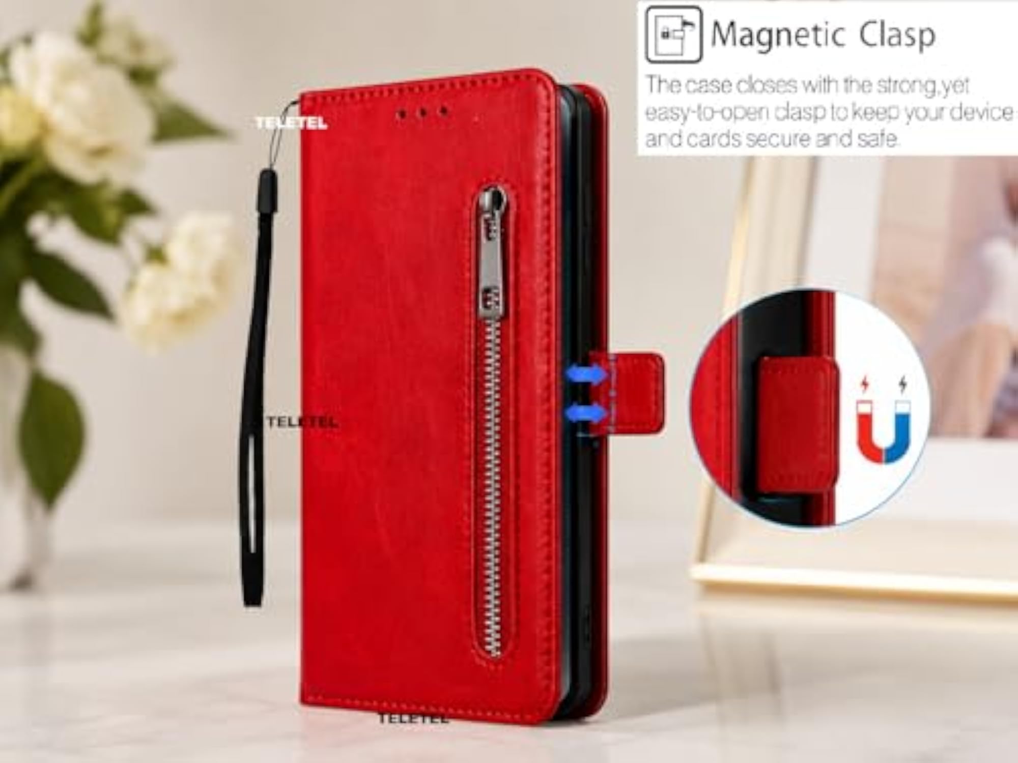 Zipper Series Flip Mobile Cover with Card & Cash Pockets