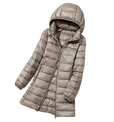 Plumifero Ultraligero Mujer Largo Chaqueta Plumas Ligeros Mujer Invierno Plumífero Ligero Mujer Talla Grande Chaquetas Plumon Puffer Jacket Plumiferos Largos Abrigo Plumas Plumíferos Mujer Gris Cover
