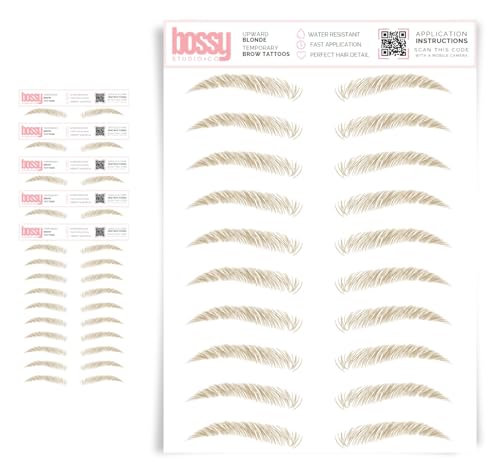 5 Pack Temporary Eyebrow Tattoos Waterproof Eyebrow Stickers, False Tattoos Hair Like Peel Off Instant Transfer Brows For Women And Men | Natural Strokes, Shaping (upward, blonde)