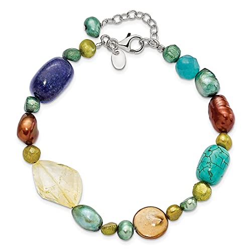 Ice Carats 925 Sterling Silver Citrine Lapis Lazuli Dyed Howlite Freshwater Cultured Pearl Bracelet Gemstone Necklace Pendant Charm Natural Stone Shell Wood Fine Jewelry For Women Gifts For Her #TOP3