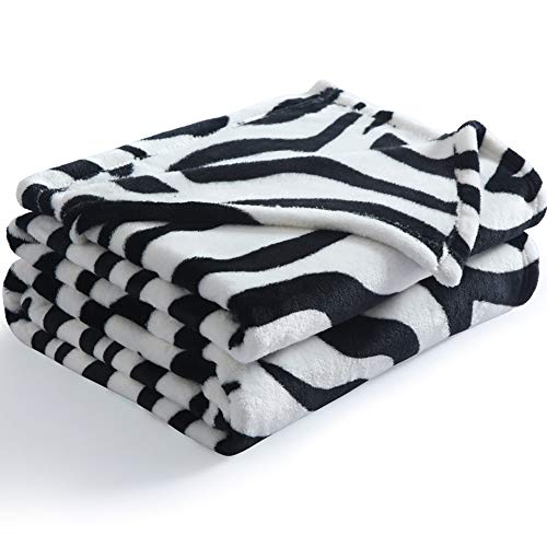 Nanpiper Bed Blankets Super Soft Fuzzy Flannel Blanket Lightweight Fleece Microfiber Zebra Print Throw Size 65"X80" #TOP26