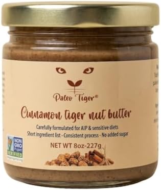 PALEO TIGER | CINNAMON Tiger Nut Butter | AIP and Paleo Compliant | Nut Free High Prebiotic Ingredients | No Sugar Added | Whole 30 | Low Food Map | Low Oxalate | 8 Ounces.