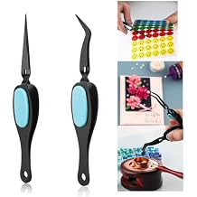 BAOFALI 2 Pcs Reverse Tweezers Craft Tweezers Crossing Lock Tweezers Reverse Grip Precision Curved Bent Straight Tweezers Fine Tip for DIY Craft Rhinestones, and Small Embellishments