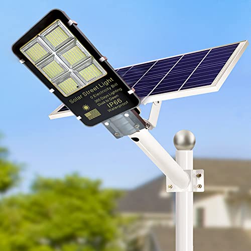500W Solar Street Lights Outdoor, 20000LM Dusk to Dawn Solar Parking