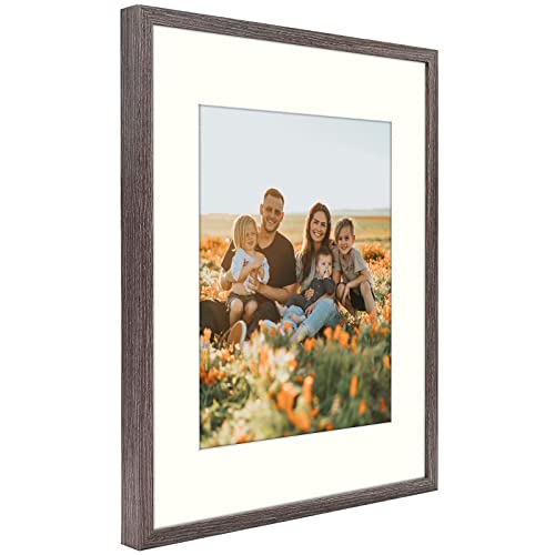 Golden State Art, 16X20 Picture Frame - Ivory Mat For 11X14 Photos - Grey Wood Grain Style - Wall Display - Great For Poster, Weddings Photos, Family Pictures, Memories, Gift #TOP1
