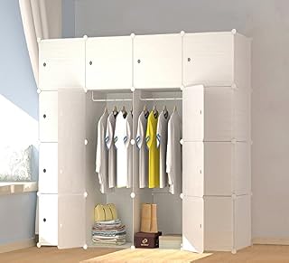 JOISCOPE MEGAFUTURE Wood Pattern Portable Wardrobe Closet for Hanging Clothes, Combination Armoire, Modular