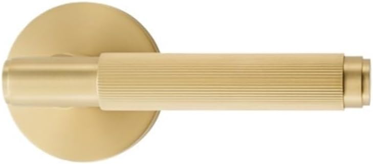 US Standard Brass Privacy & Passage Lock Set Stripe Lever Round Panel, Fit for 2-1/8" Hole, Interior Door Closet Dummy Handle(Passage-QBCF)