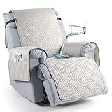 TAOCOCO 100%防水リクライニングチェアカバー、リクライニングチェア用小型リクライニングカバー、ポケット付き、滑り止めリクライニングチェアカバー 家具プロテクター 子供、ペット用(20インチ、オフホワイト)