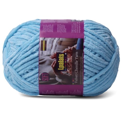 Image of Chunky Chenille Yarn for Crocheting, Blue Fluffy Blanket Yarn for Crochet | 1 Pack of 175 Yds, 7.05 Oz Fuzzy Thick Velvet Yarn for Crocheting Plush Soft Crochet Yarn for Knitting Blankets, Amigurumi