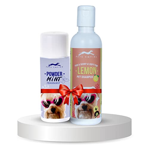Pets Empire Naturally Organic Body Shampoo for Pets (Lemon, 200ML) Dog Cat Pet Powder Mint Fragrance Companion Care Net Weight 150 gm