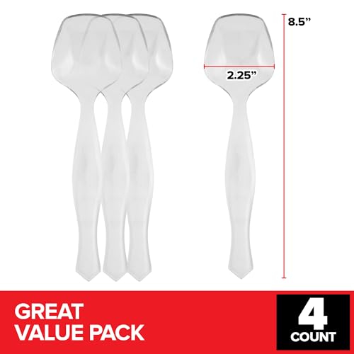 4 Count Disposable Serving Spoons, Clear Plastic Serving Spoons for Catering Weddings, Holiday Parties, and More, Large Plastic Serving Utensils for Buffet, Party Spoons, Stock Your Home - Thumbnail 2