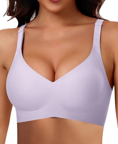 Ganado Damen BH Ohne Bügel Nahtloser BH Bequeme Weiche Glatte BHS Bügellose BHS Tiefem V-Ausschnitt Bralette Soft Bra Bustier
