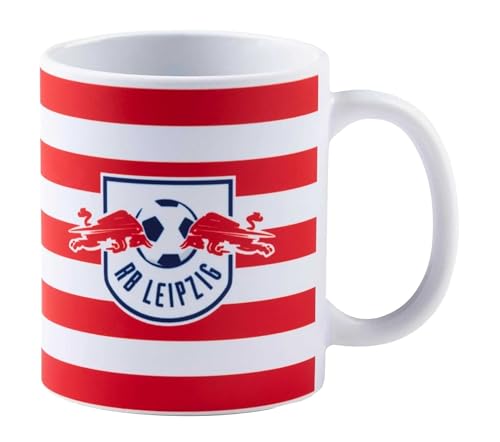 RB Leipzig Tasse - Striped - rot/weiß Streifen Kaffeebecher Kaffeetasse RBL - Plus Lesezeichen Wir lieben Fußball