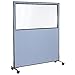 Global Industrial 60-1/4"W x 75"H Mobile Office Partition Panel with Partial Window, Blue
