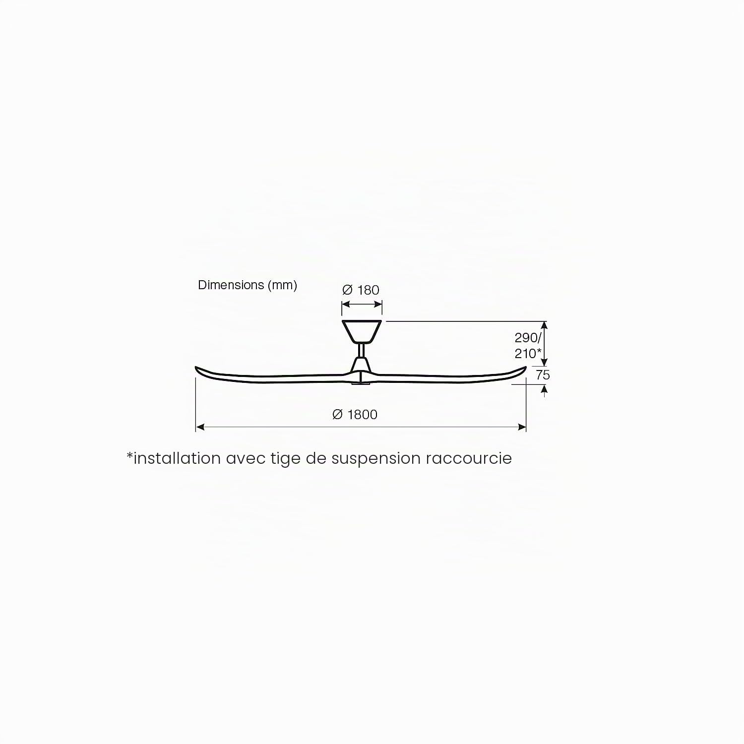 Casafan | Ventilateur de plafond ECO GENUINO | Ø hélice 1800 mm | naturel/laiton