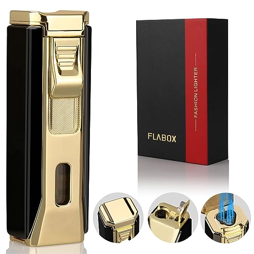 Encendedor antorcha triple llama dorado portátil miniatura 1