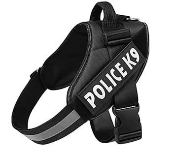 24x7 eMall Dog K9 Police Dog Harness Vest with Hook and Loop Straps and Handle and Adjustable (XL- 28-38 Inch Girth, Black)