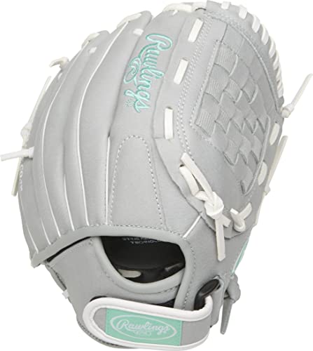 image for Rawlings Sure Catch Series Fastpitch Softball Glove, Teal/Grey/White, 