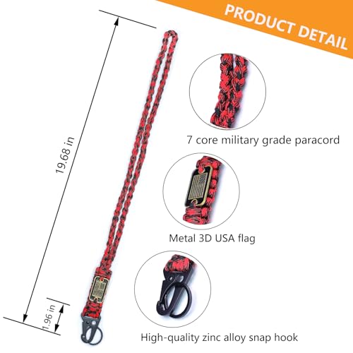 LUYADIN Paracord Lanyard Keychain with USA Flag,Parachute Rope Necklace Keychains for Outdoor Activities,Keys,Whistle by LUYADIN - Image 3