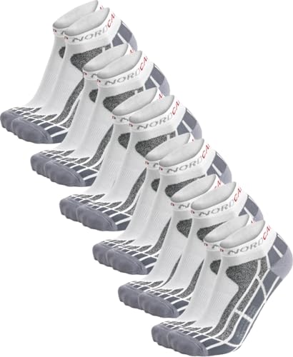NORDCAP Allround-Sportsocken kurz in Weiß, 6er Pack Sneaker-Socken, atmungsaktive Füßlinge, unisex Wandersocken, Gr. 43 – 46, Menge: 6 Stück