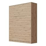 SMARTBett Standard 90x200 120x200 140x200 160x200 | Schrankbett, Wandbett, Wandklappbett fürs Gästezimmer, Büro, Wohnzimmer, Schlafzimmer Wildeiche 160 Vertikal