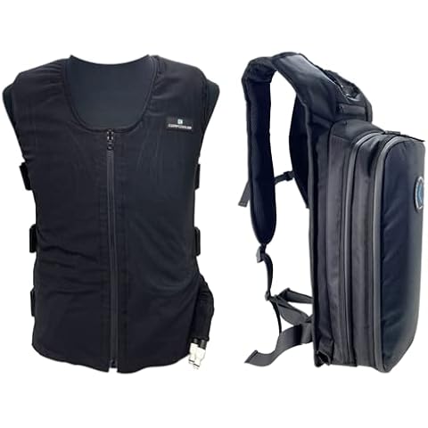 COMPCOOLER Motorcyclist Dual Backpack ICE Water Cooling System Includes a Mesh Cooling Vest and Self-Contained Circulation Unit with 5.0L Detachable Bladder and 7.4V Battery (XS/S) Cover