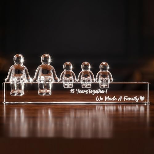 15 ans de mariage en cristal : décorez votre foyer avec l'ornement 3 enfants.