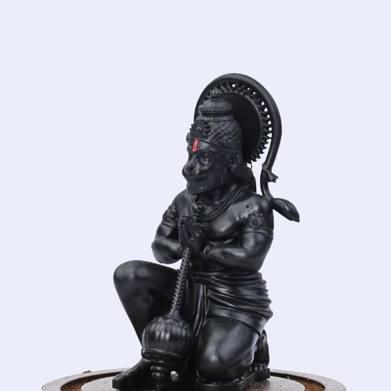 Image of Mahabali Hanuman Idol Black Look Small Divine Murti for Mandir, Car Dashboard, Home & Office | Resin Lord Hanuman Statue for Pooja, Vastu & Festival Gifting