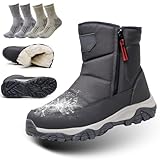 hwqsad Men’s Waterproof Orthotic Winter Work Boots, Extreme Cold Protection, Non-Slip Durable Sole, All-Day Water Proof Comfort Insulated Boots (Gray,9)