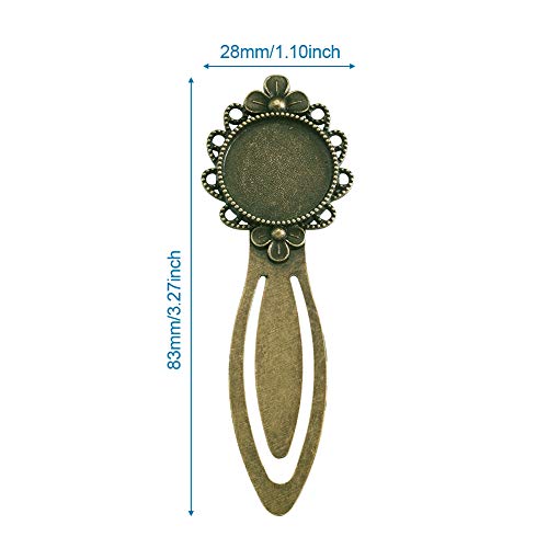 Fashewelry 10Pcs Antique Bronze Bookmark Pendant Blank Tray 20Mm Flower Round Bezel Base Cabochon Setting Charms #TOP2