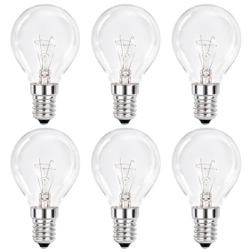 Image of 42W G45 E14 Golf Ball Bulb SES Dimmable Small Edison Screw Warm White 2700K | AC 220V-240V Pack of 6 for Chandeliers Ceiling Fans Wall Table Lamp Up to 300°C Clear Round Mini Globe Bulb [Energy Class E]