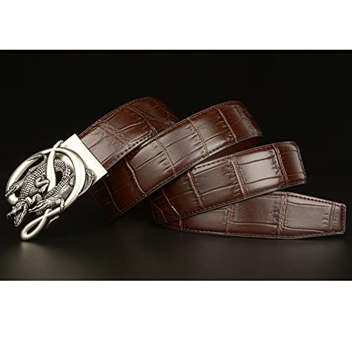 Men's Alligator Pattern Leather Ratchet Belt - Automatic Engraved 3 Crocodile Buckle For Business Dress4