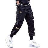 Material: Polyester Streetwear Herren Cargo Haremshose Hip Hop Lässige männliche Trainingshose Joggerhose Harajuku Herrenhoses K13 Black Chinese Size L